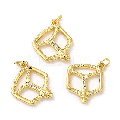 Rack Plating Brass Micro Pave Cubic Zirconia Pendants KK-C030-16G-1
