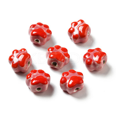 Handmade Printed Porcelain Beads PORC-F005-02D-1