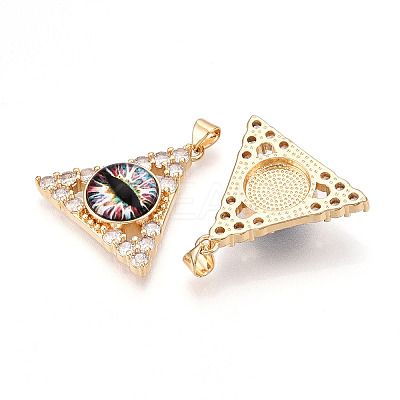 Brass Micro Pave Clear Cubic Zirconia Pendants for Women KK-T070-90A-05-1