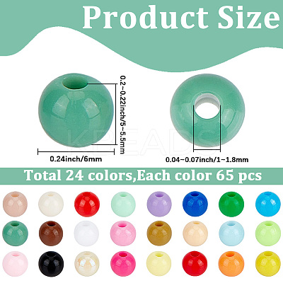 1560Pcs 24 Colors Opaque Acrylic Beads MACR-PA0001-62B-1