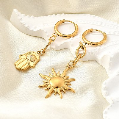 Sun & Palm 304 Stainless Steel Micro Pave Clear Cubic Zirconia Hoop Earrings EJEW-B140-09G-1