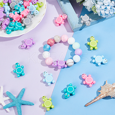 12Pcs 6 Colors Tortoise Silicone Beads SIL-OC0001-09-1