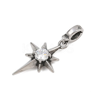 Star 316 Surgical Stainless Steel Cubic Zirconia Pendant Decoration STAS-Z165-16AS-A03-1
