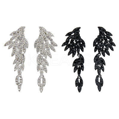2 Sets 2 Style Rhinestone Wing Asymmetrical Earrings EJEW-FI0001-31-1