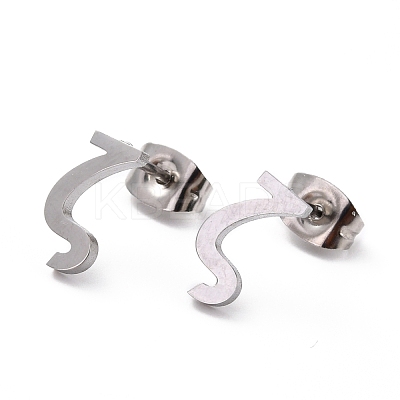Tarnish Resistant 304 Stainless Steel Greek Alphabet Stud Earrings STAS-D007-07P-18-1