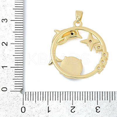 Brass Micro Pave Clear Cubic Zirconia with Glass Pendants KK-G524-01G-01-1