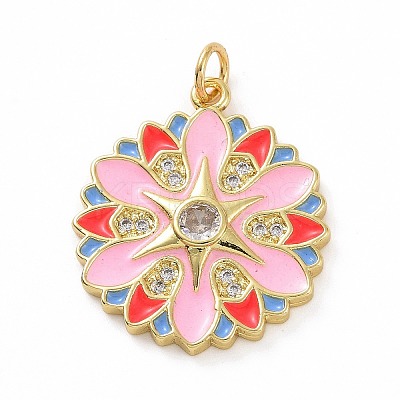 Brass Micro Pave Clear Cubic Zirconia Pendants KK-E068-VF008-1