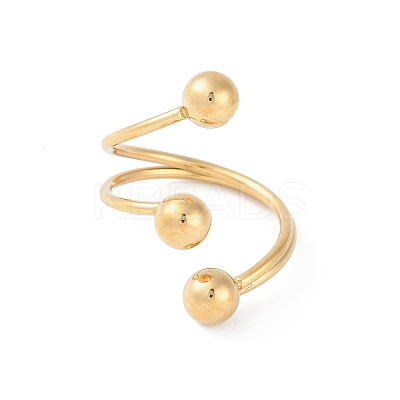 Ion Plating(IP) 304 Stainless Steel Round Open Cuff Rings RJEW-S418-05G-1