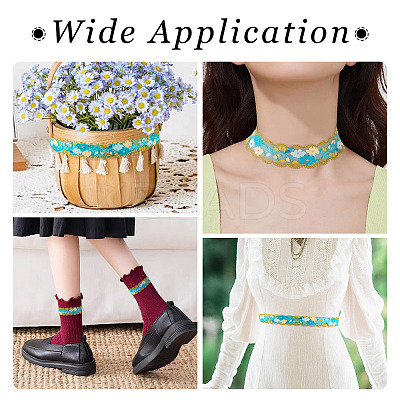 6M Polyester Flower Embroidery Lace Ribbon OCOR-TAC0015-14-1