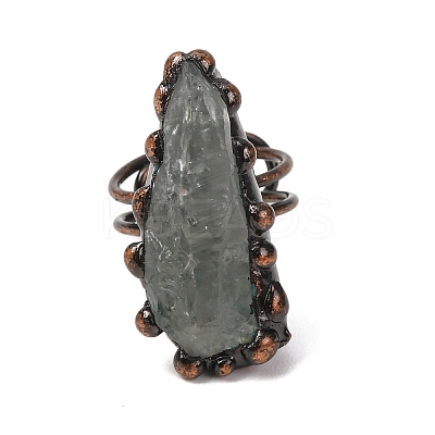 Irregular Rectangle Natural Green Quartz Adjustable Rings RJEW-M157-13R-1