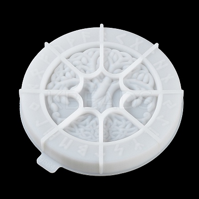 Flat Round with Tree of Life & Runes DIY Wall Decoration Silicone Molds LS-SIL-F007-04-1