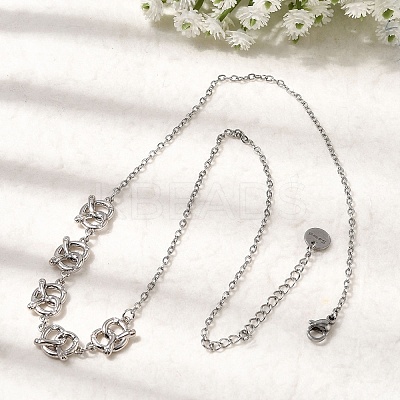 Brass Micro Pave Clear Cubic Zirconia Knot Pendant Necklaces NJEW-B157-08P-01-1