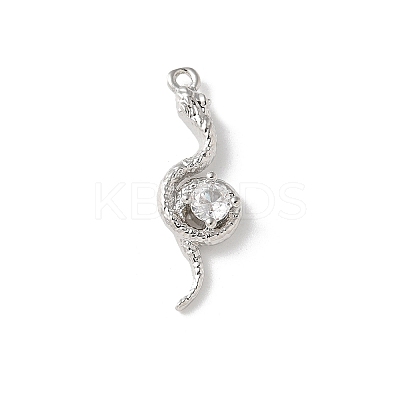 Brass Micro Pave Clear Cubic Zirconia Pendants KK-S505-03P-01-1