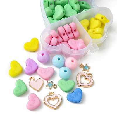 DIY Round & Heart Acrylic Beads Bracelets Jewelry Kits DIY-FS0006-28-1