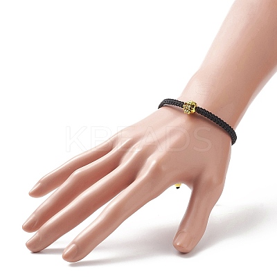 4Pcs 4 Color Synthetic Hematite & Alloy Skull Braided Bead Bracelets Set BJEW-JB09215-1