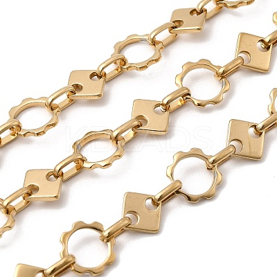 304 Stainless Steel Flower with Rhombus Link Chains CHS-Z007-14G-1