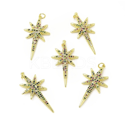 Brass Micro Pave Cubic Zirconia Pendants KK-E068-VB450-1