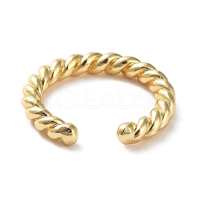 Rack Plating Brass Twist Rope Shape Open Cuff Rings for Women RJEW-Q777-01G-1