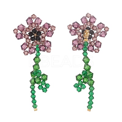 Imitation Austrian Crystal Flower of Life Dangle Stud Earrings X1-EJEW-TA00029-03-1