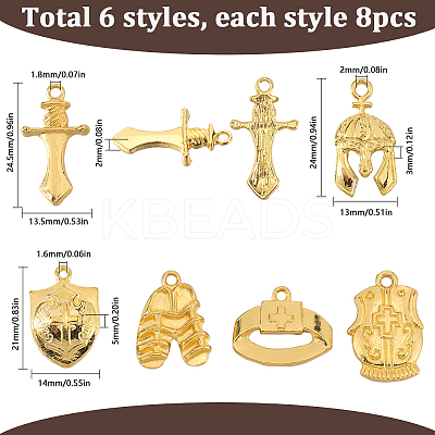 48Pcs 6 Styles Biblical Theme Tibetan Style Alloy Pendants FIND-SC0013-40G-1