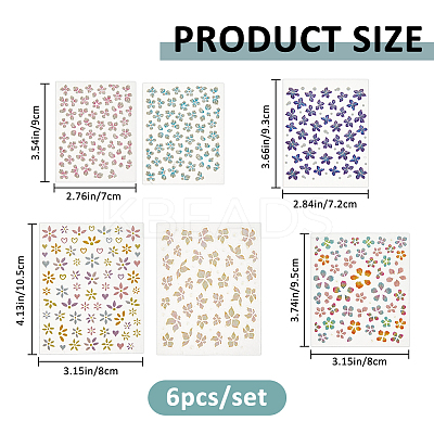 5Pcs 5 Styles PVC Nail Art Stickers Decals MRMJ-FH0001-51-1
