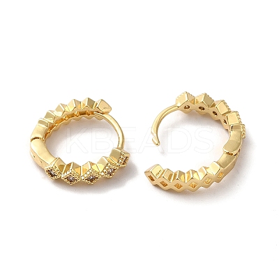 Clear Cubic Zirconia Rhombus Hoop Earrings ZIRC-Q201-21G-1