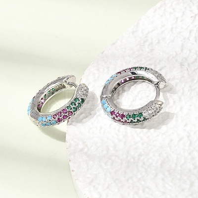 Brass Micro Pave Cubic Zirconia Hoop Earrings KK-CBA8324-24P-03-1