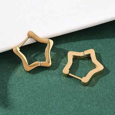 304 Stainless Steel Star Hoop Earrings EJEW-I320-26G-02-1