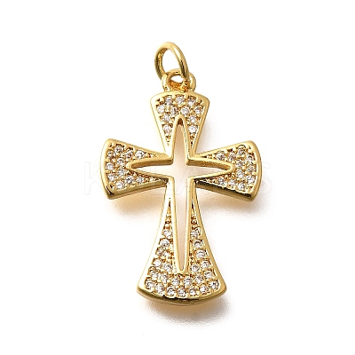 Brass Micro Pave Cubic Zirconia Pendants KK-B128-11G-02-1
