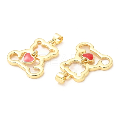 Rack Plating Brass Enamel Pendants with Shell KK-A185-19G-1