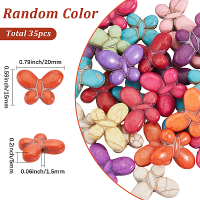 1 Strand Synthetic Turquoise Dyed Beads Strands TURQ-SC0001-34-1