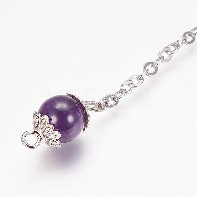 Rough Natural Amethyst Dowsing Pendulums PALLOY-JF00291-02-1