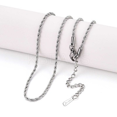 2MM 304 Stainless Steel Rope Chain Necklaces NJEW-N058-10P-1