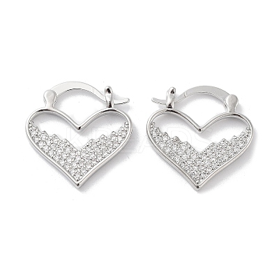 Rack Plating Brass Micro Pave Cubic Zirconia Hoop Earring EJEW-C081-37P-1