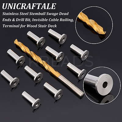 1 Set 316 Stainless Steel Stemball Swage Dead Ends & Drill Bit FIND-UN0001-35-1