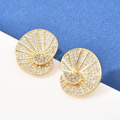 Brass Micro Pave Clear Cubic Zirconia Stud Earrings LS-EJEW-A151-02A-G-1
