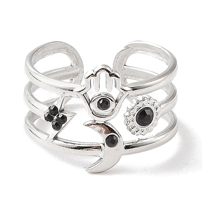 304 Stainless Steel Open Cuff Ring for Women RJEW-F166-01P-02-1