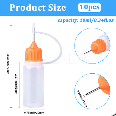 10Pcs Polyethylene(PE) Needle Applicator Tip Bottles TOOL-GF0003-52C-1