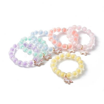 Bead in Bead Transparent Acrylic Pumpkin Beads Stretch Bracelet for Kid BJEW-JB06593-1