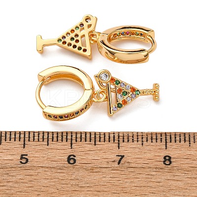 Wine Glass Brass Micro Pave Cubic Zirconia Dangle Hoop Earrings EJEW-F384-16G-02-1