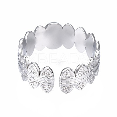 Non-Tarnish 304 Stainless Steel Oval Wrap Open Cuff Ring RJEW-T023-14P-1