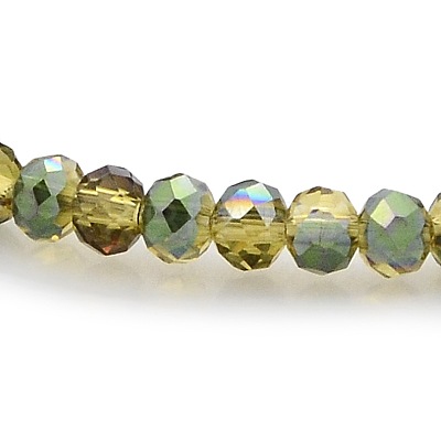 Half Rainbow Plated Faceted Rondelle Glass Beads Strands GLAA-A024B-HR03-1