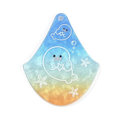 Marine Organism Series Fan Shape Acrylic Pendants OACR-Q101-03B-1