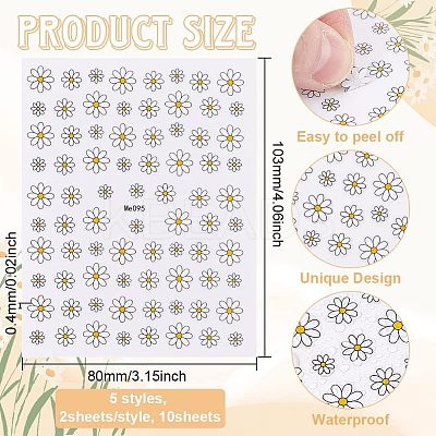 10 Sheets 5 Style PET Nail Art Stickers MRMJ-OC0003-08-1