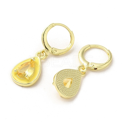 Teardrop Real 18K Gold Plated Brass Dangle Leverback Earrings EJEW-L268-026G-03-1