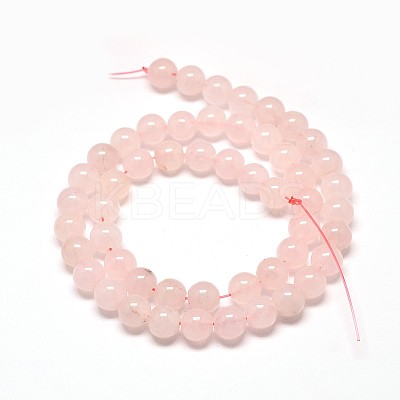 Natural Rose Quartz Round Beads Strands X-G-P072-05-8mm-1
