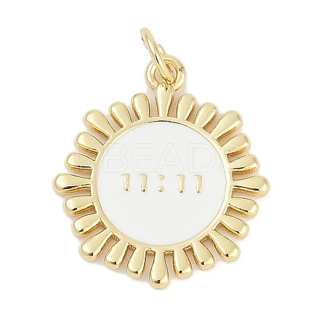 Sun with 11:11 Brass Enamel Pendants KK-G522-38G-02-1