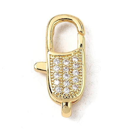Brass Clear Cubic Zirconia Lobster Claw Clasps KK-Z078-45B-G-1