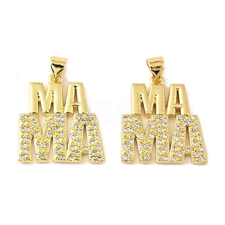 Mother's Day Brass Micro Pave Cubic Zirconia Pendants KK-M324-02I-G-1