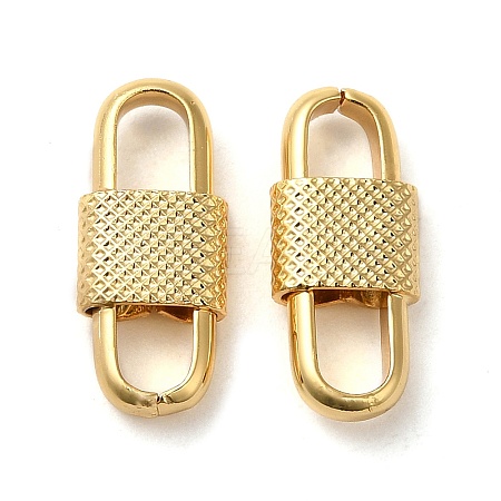 Rack Plating Brass Oval Link Connector Charms KK-Z033-03G-1